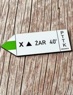 Magnes drewniany tabliczka szlakowa GÓRA ŻAR Beskid Mały 2